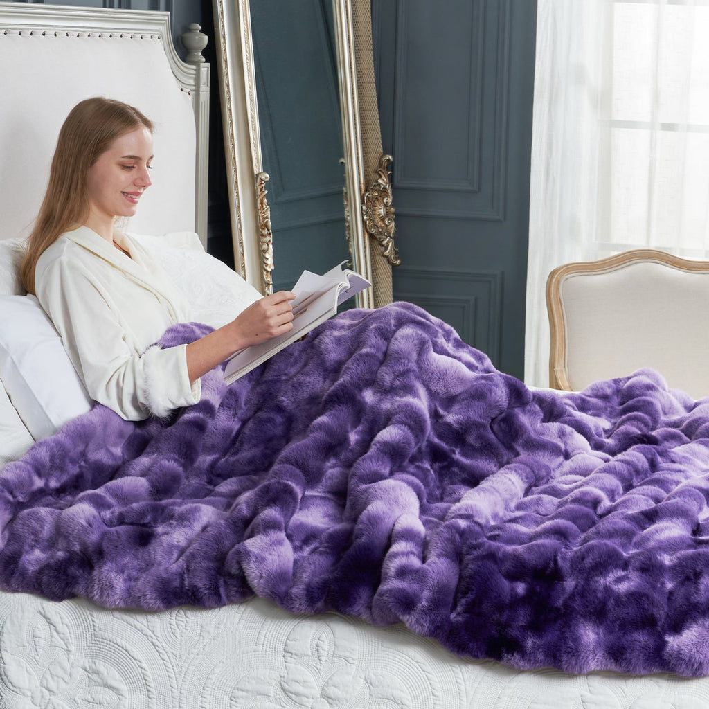 Bubble Tie-Dye Faux Fur Throw