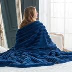 Striped Faux Fur Throw