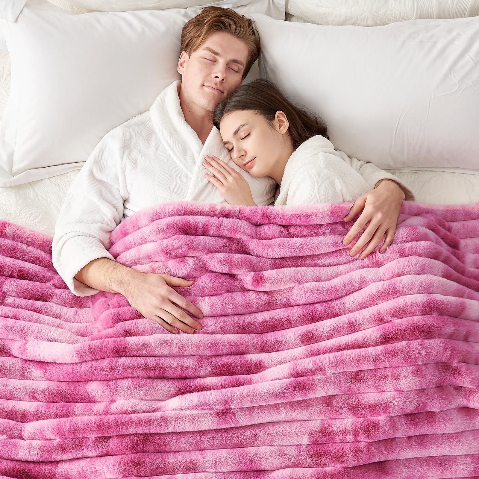 Striped Faux Fur Throw
