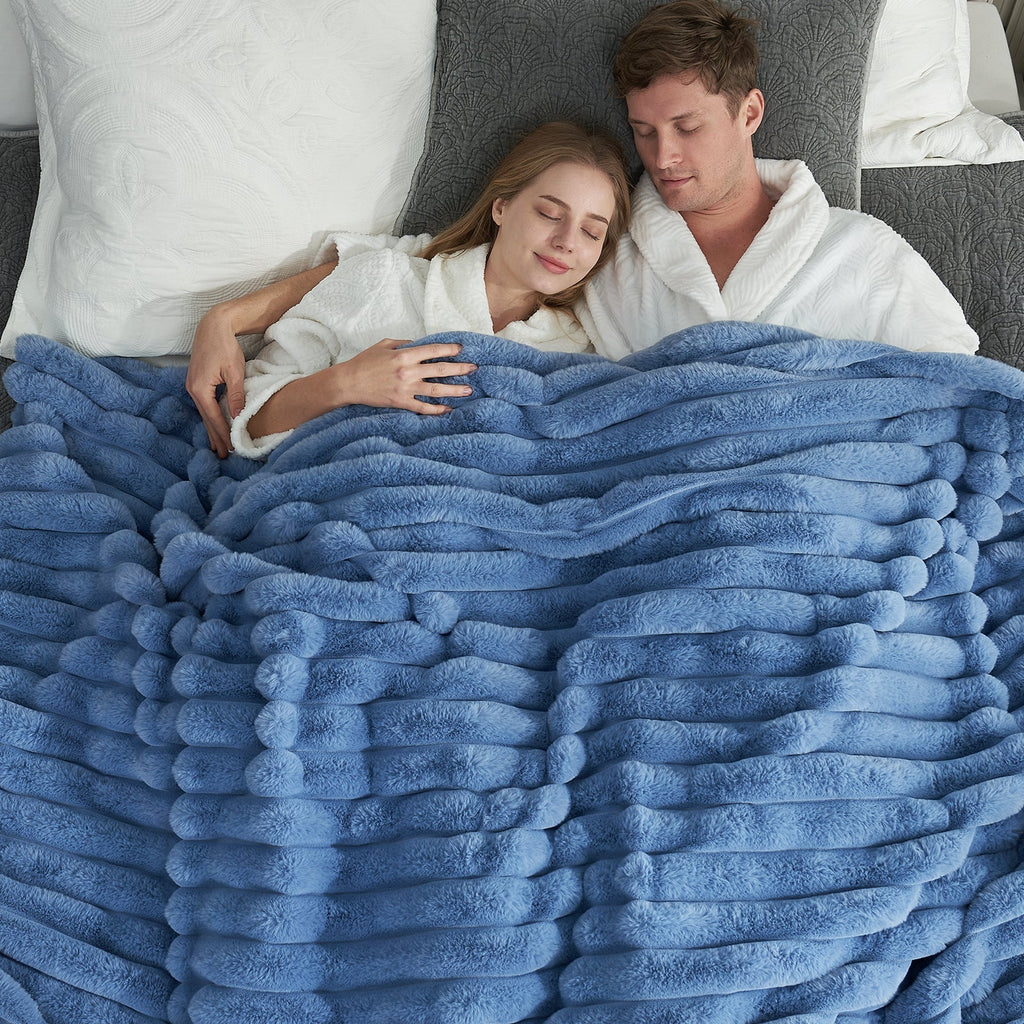 Striped Faux Fur Throw