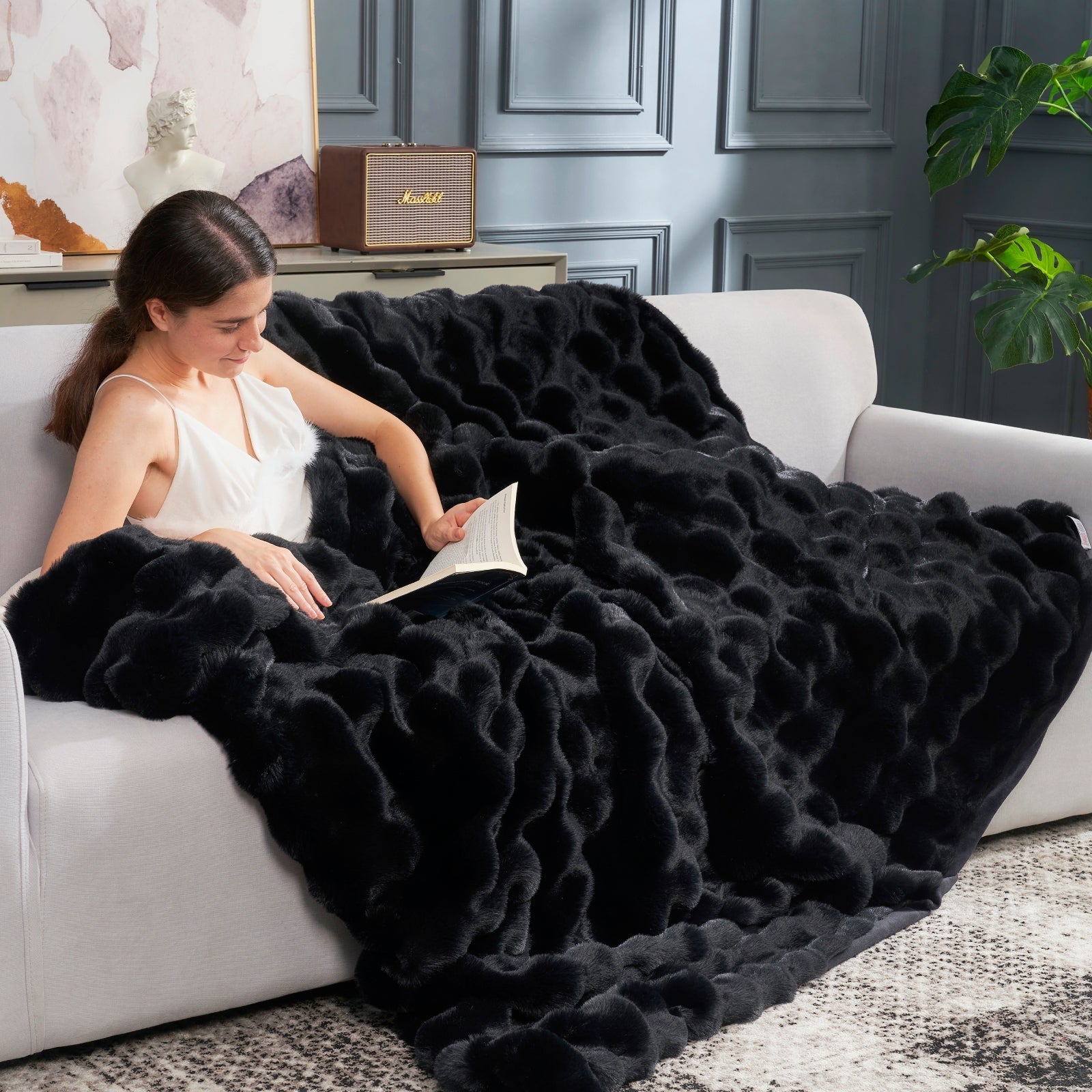 Bubble Tie-Dye Faux Fur Throw