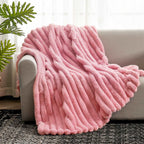Striped Faux Fur Throw