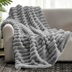 Striped Faux Fur Throw