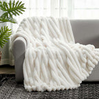 Striped Faux Fur Throw