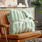 Striped Faux Fur Throw