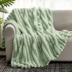 Striped Faux Fur Throw