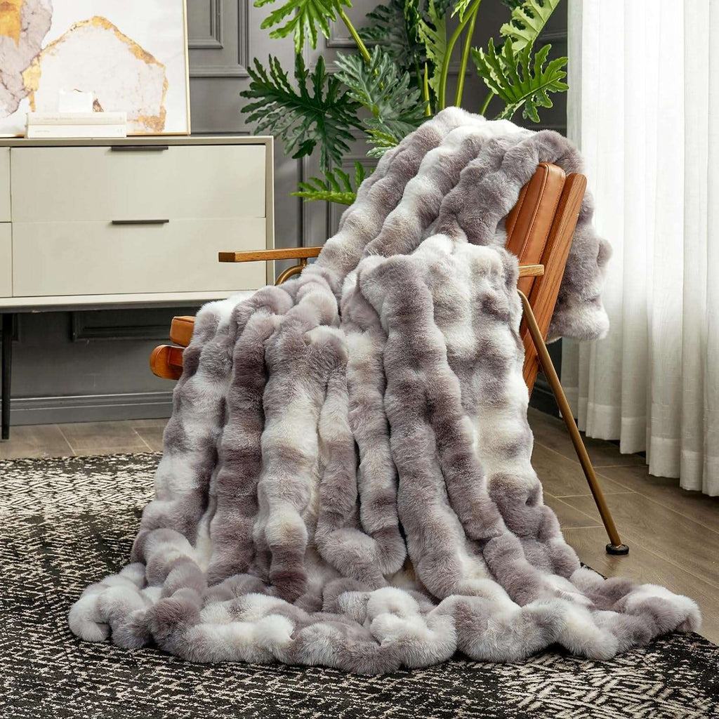 Bubble Tie-Dye Faux Fur Throw