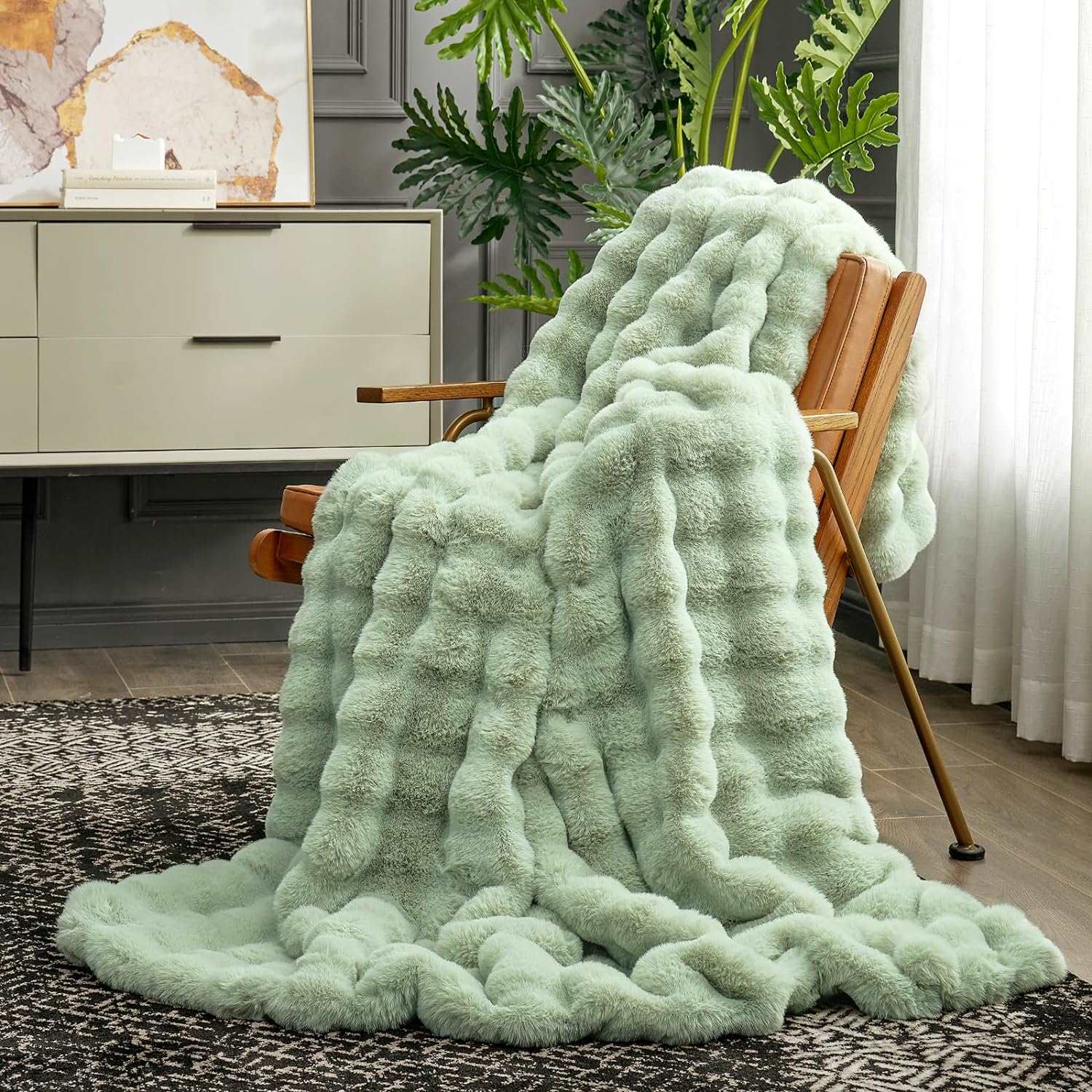 Bubble Tie-Dye Faux Fur Throw