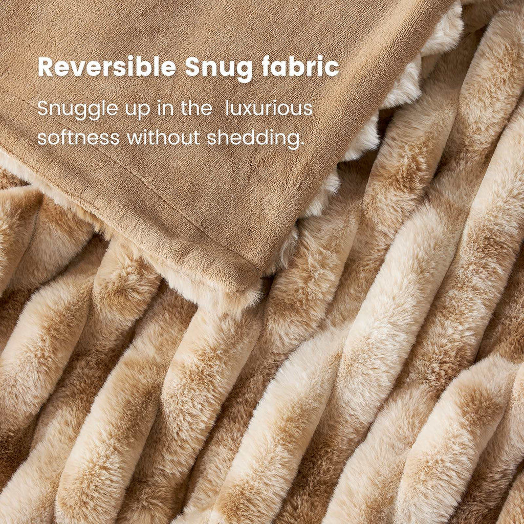 Striped Faux Fur Throw