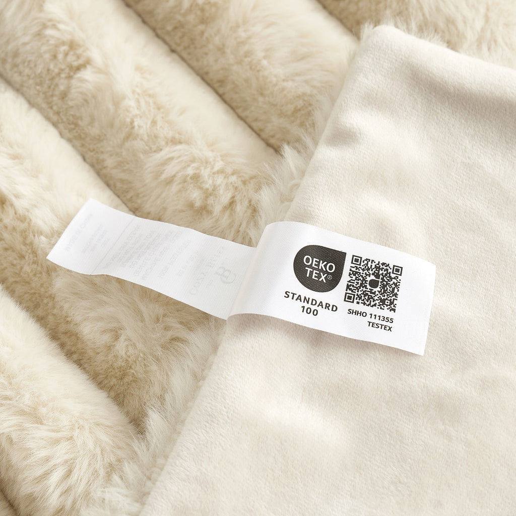 Striped Faux Fur Throw