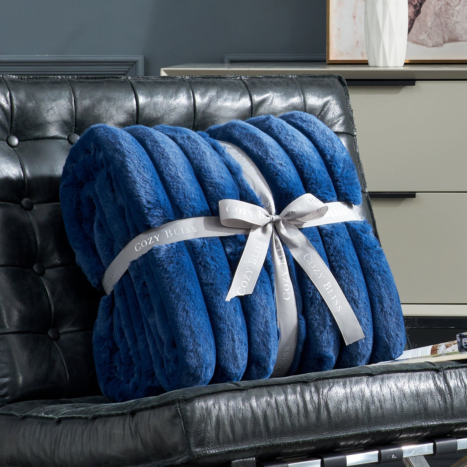 Striped Faux Fur Throw