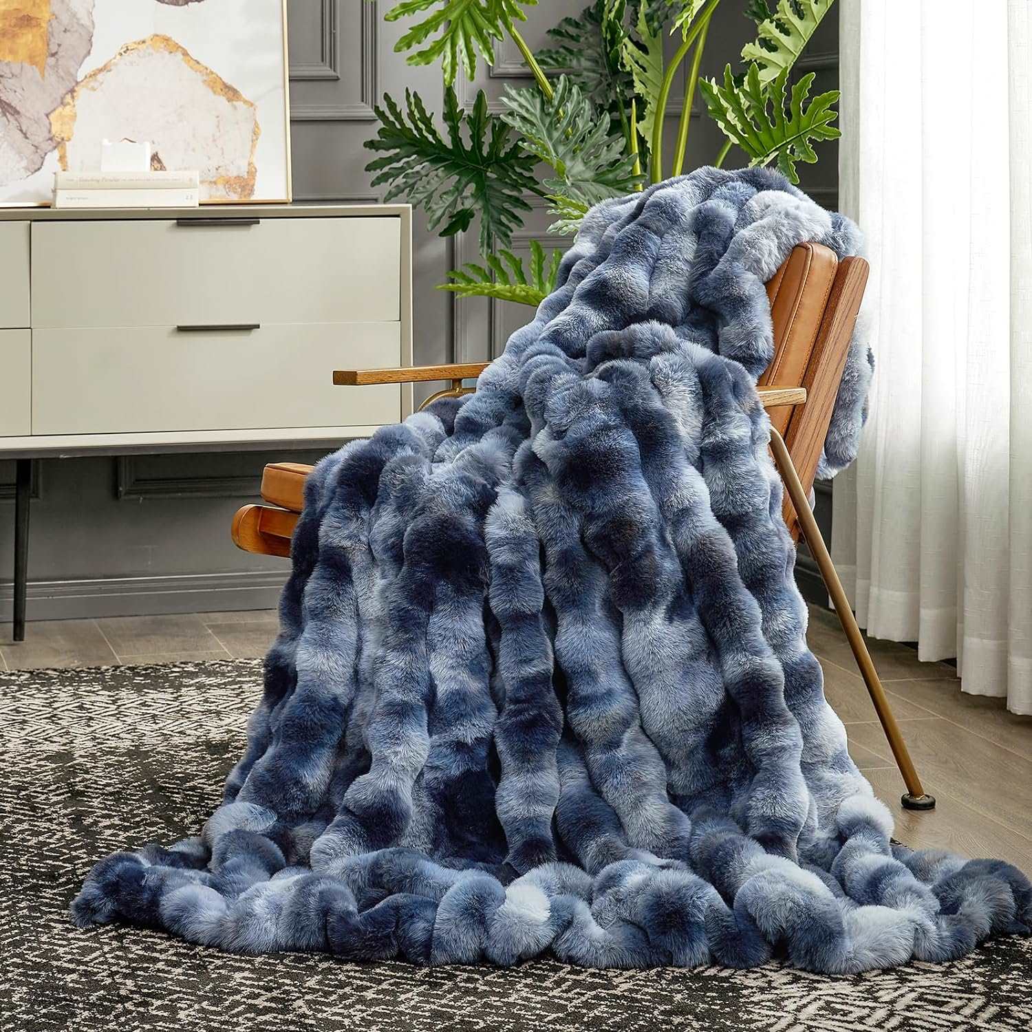 Bubble Tie-Dye Faux Fur Throw