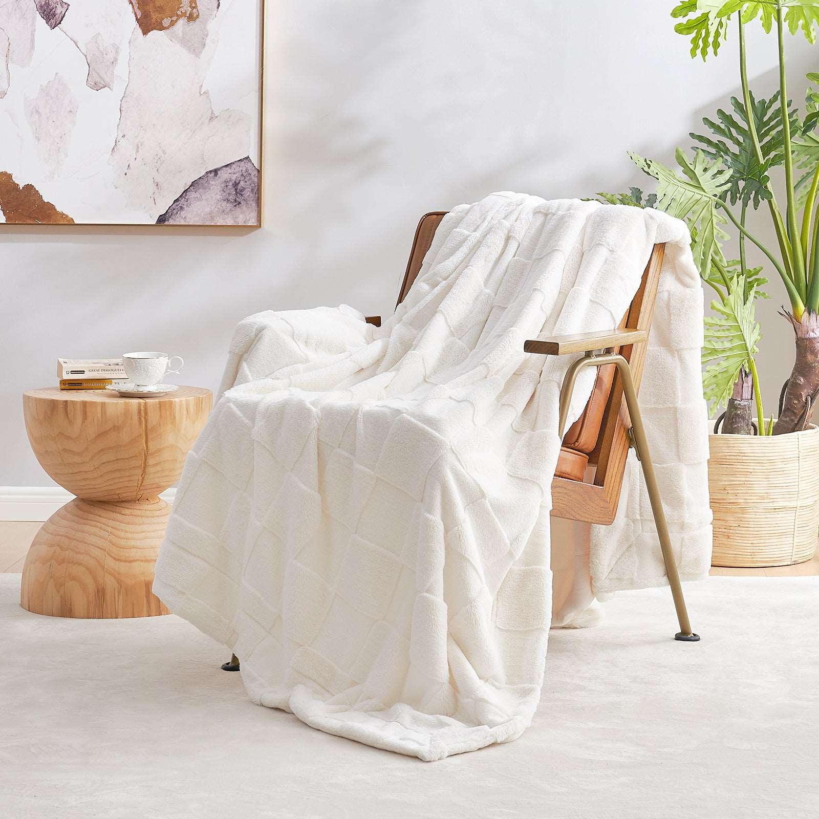 Checkerboard Faux Fur Throw Main image