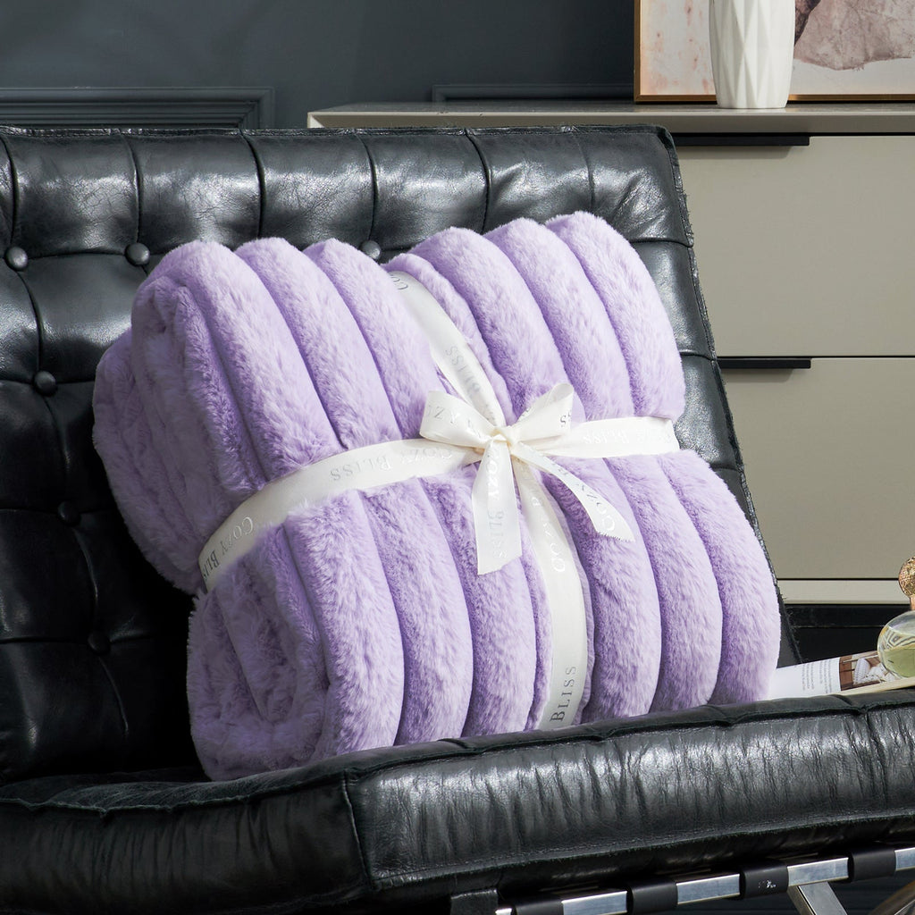 Striped Faux Fur Throw