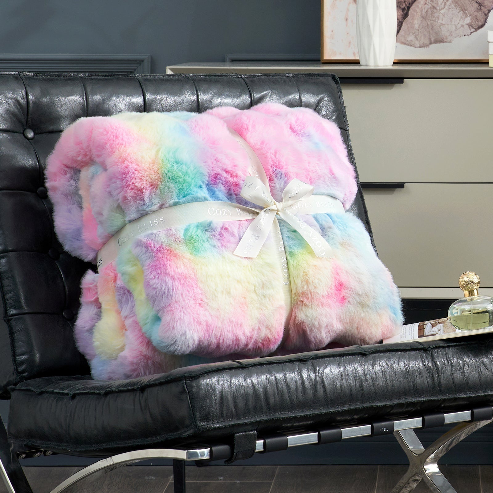Bubble Tie-Dye Faux Fur Throw