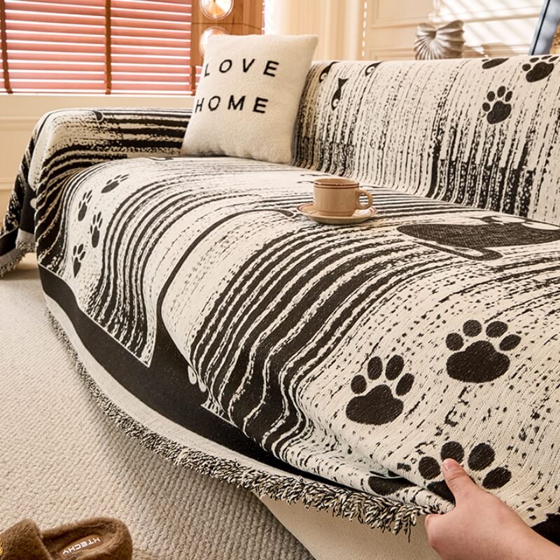 Paw Print Throw Couch Cover