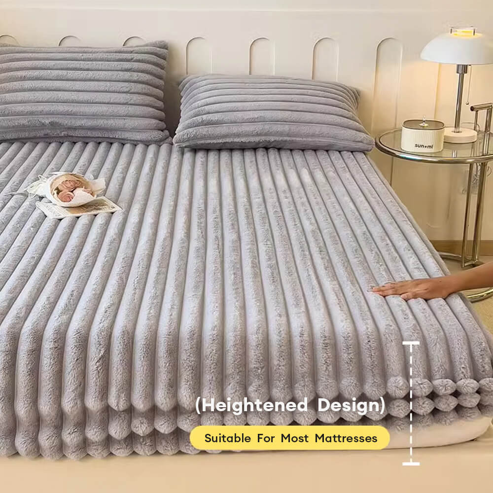 Striped Faux Fur Fitted Sheet