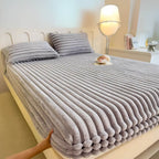 Striped Faux Fur Fitted Sheet