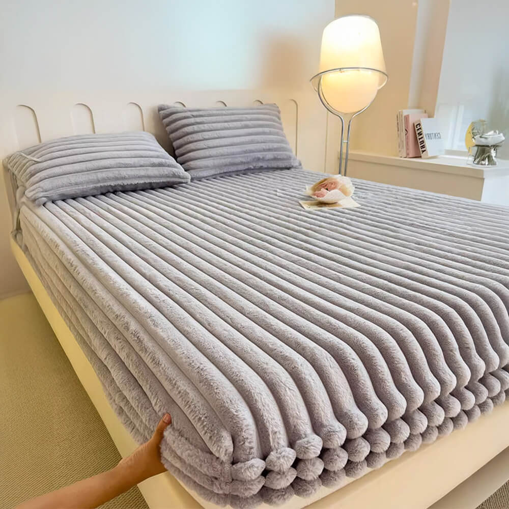 Striped Faux Fur Fitted Sheet