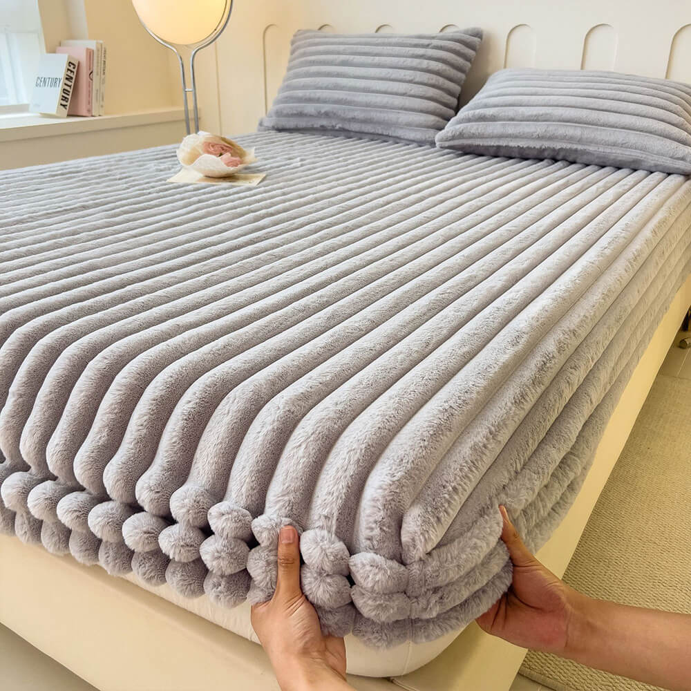 Striped Faux Fur Fitted Sheet