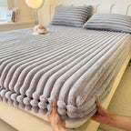 Striped Faux Fur Fitted Sheet