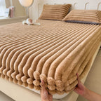 Striped Faux Fur Fitted Sheet