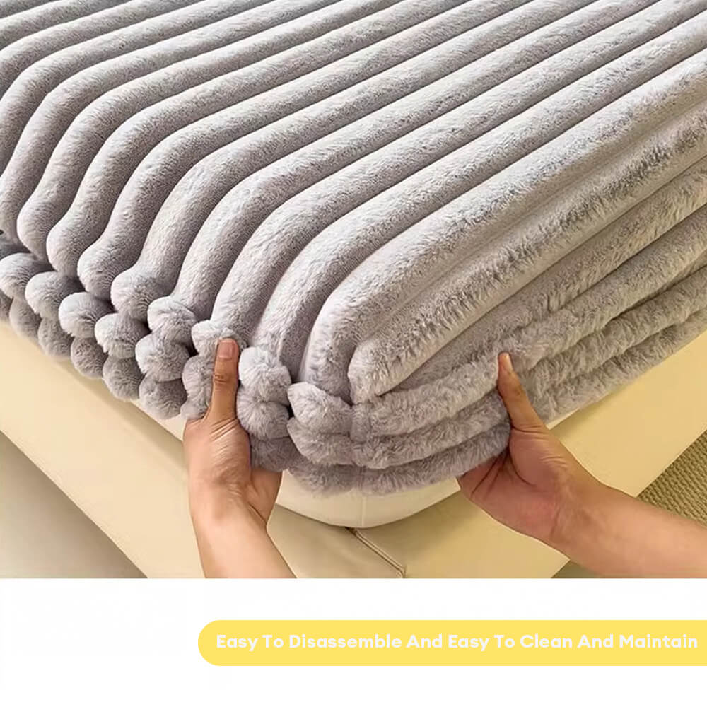 Striped Faux Fur Fitted Sheet