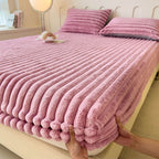 Striped Faux Fur Fitted Sheet