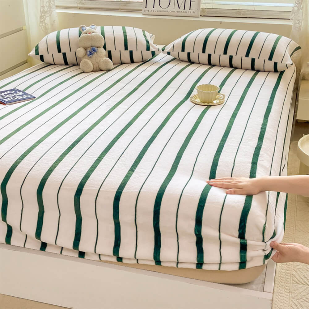 Striped Milk Velvet Fitted Sheet
