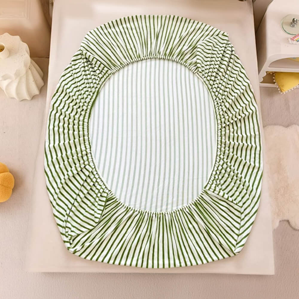 Striped Milk Velvet Fitted Sheet