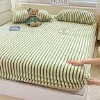Striped Milk Velvet Fitted Sheet