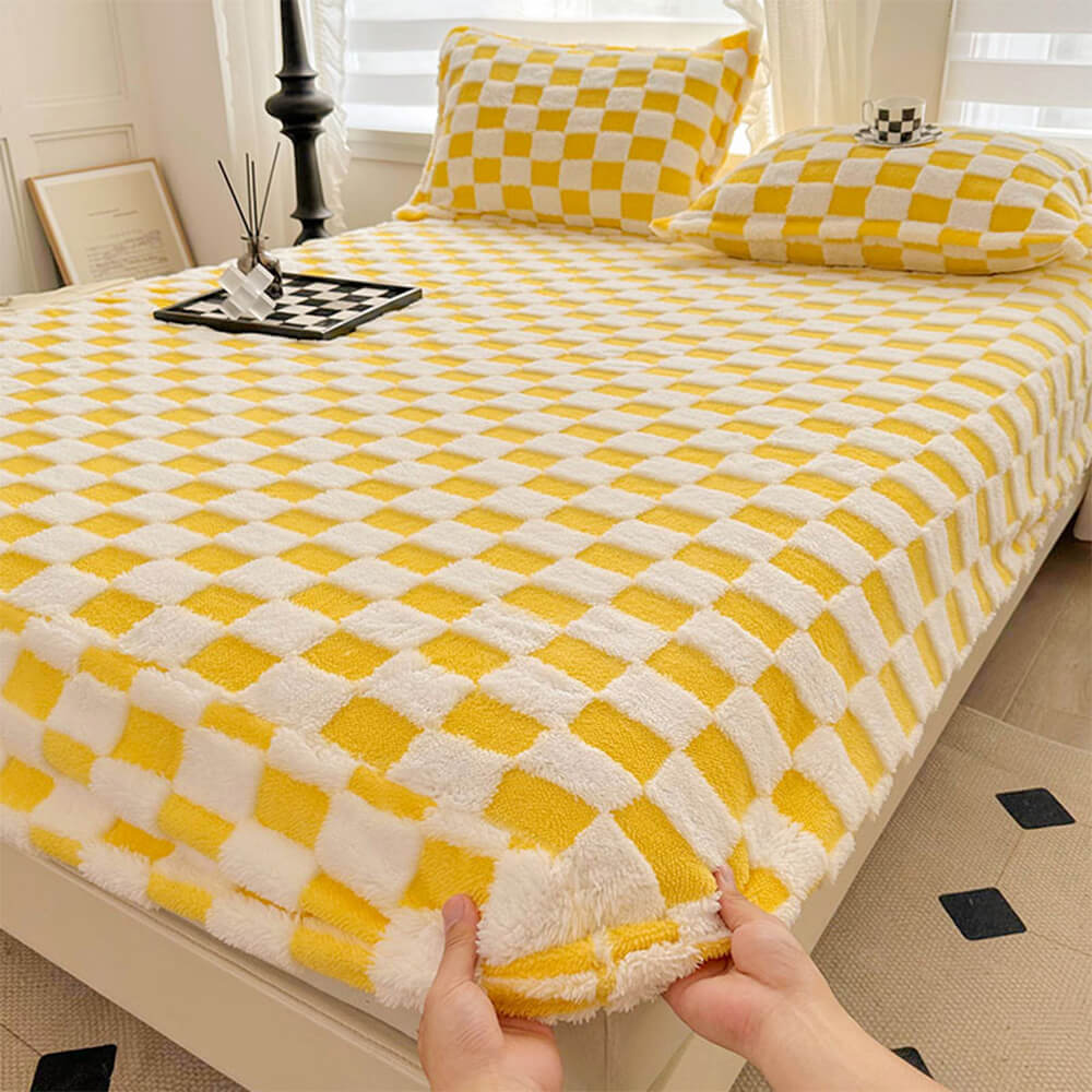 Checkerboard Plush Fitted Sheet