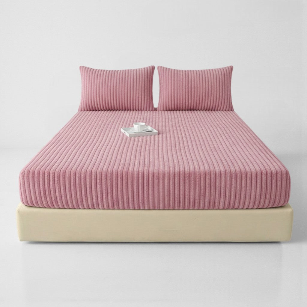 Striped Faux Fur Fitted Sheet Main image