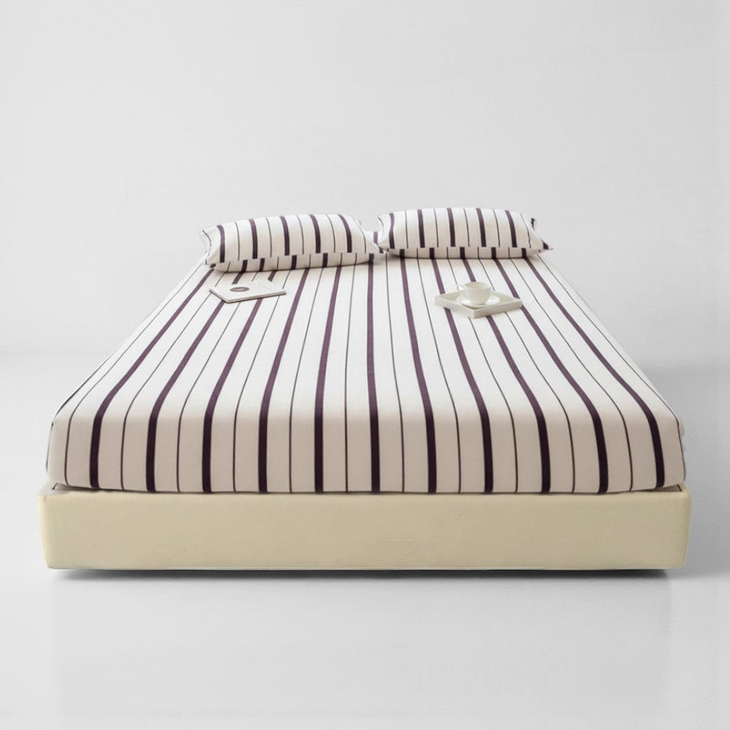 Striped Milk Velvet Fitted Sheet Main image