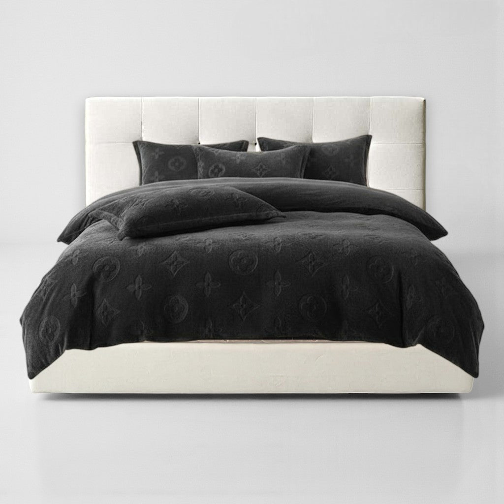 Full 4-Piece MonoFloral Duvet Cover Bedding Set Main image